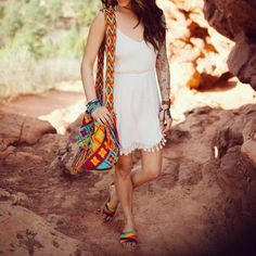 Desert Sunset - Crochet Bags - Crossbody Boho Bags - Style MWD067 Boho Style Bag, Bohemian Bag, Perfect Purse, Boho Chic Style, Bohemian Bags, Yellow Turquoise, Desert Sunset, Boho Bags, Beautiful Color Combinations