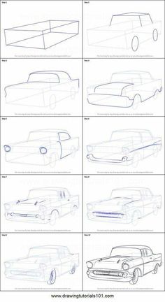 how to draw classic cars step by step drawing instructions for kids and adults, easy steps