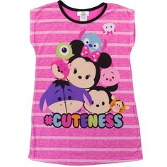 Our eBay Store About Us Contact Us Add to Favorites  ☆☆☆☆DISNEY☆☆☆☆ Tsum Tsum Character Nightgown Little Girl sizes: 4, 6 Girl's nightgown features Disney characters Mickey and Minnie Mouse, Tigger, Piglet, Eeyore, Marie, Stitch, Mike, and more.  Flame resistant.  Machine washable.  Imported. Color: Pink Material: 100% Polyester Tsumtsum Disney, Tsum Tsum Characters, Baby Nightgown, Cute Nightgowns, Girls Nightgown, Disney Tsum Tsum, Cute Pajamas, Disney Life, Kids Discover