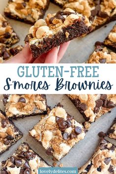 gluten - free s'mores brownies with chocolate chips and marshmallows