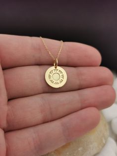 "Dainty 14k Solid Gold Sun Necklace, Personalized Sun Pendant, Gold Sun Coin Necklace 14k Solid Gold Choose What Size You Want the Pendant Using The Second Option Box Photos Are For The 0.5 inch Diameter Pendant Pendant thickness : 0.5mm Inner diameter of jump ring : 4mm ♥ Material of pendant and chain: Solid Gold k14 ♥ Packaging: All of our jewelry are beautifully boxed and ready for gifting For more personalized designs take a look here: ♥ www.etsy.com/listing/736955132 ♥ www.etsy.com/listing/ Everyday Yellow Gold Etched Jewelry, Etched 14k Yellow Gold Necklaces, 14k Yellow Gold Etched Necklaces, 14k Yellow Gold Etched Necklace, 14k Gold Etched Necklace For Gift, 14k Gold Necklaces With Sun Design, Gold Plated Sun Design Necklace Gift, Gold Necklace With Sun Design Round Pendant, 14k Gold Sun Design Necklace