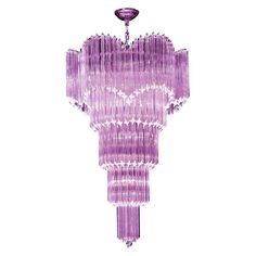 a purple chandelier hanging from the ceiling