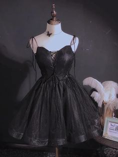 Black Prom Dress With Lace-up Back, Black Lace-up Back Prom Dress, Black Lace Dress With Lace-up Back, Elegant Black Corset Dress With Lace-up Back, Lace Dress With Corset Back, Black Tulle Dress With Lace Bodice, Black Lace Bodice Tulle Dress, Black Lace Dress With Sweetheart Neckline For Night Out, Elegant Black Lace Dress With Spaghetti Straps