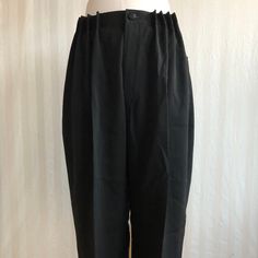 "Upcycled Women's 3D Black Dress Pants with Wide Cartridge Pleated Waist/Paper Bags Waist Women's Size 16 Vintage Dress Pants - Now 28\" Waist Cartridge Pleated 14\" From the Waist to Created 3 3D Sculptural Effect Extremely Flattering and Comfortable Attention Grabbing Avant Garde Upcycled Detail Man Made Materials Zipper Front Fly Fabric Drapes Beautifully" Black Pants With Pockets For Daywear, Black Casual Pants With Pockets, Cartridge Pleats, 1950s Wedding Dress, Buy Clothes Online, Womens Pants, Black Dress Pants, Draped Fabric, Paper Bags