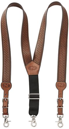 PRICES MAY VARY. AUTHENTIC DESIGN - These men's basket weave suspenders from Nocona will give you the western look you desire and keep your pants in place HIGH-QUALITY MATERIALS - Made of heavy duty durable leather; they adjust at the buckles and have an adjustable back strap, swivel clasps lock securely onto your belt loops VINTAGE LOOK – Western-style suspenders will give a Western flair to any outfit you wear, they have a classic, Western-inspired look that many suspender wearers love, and th Cowboy Accessories Men, Cool Cowboy Boots, Cool Belts, Leather Suspenders Men, Cowboy Accessories, Nocona Belt, Baskets For Men, Fancy Fits, Cowboy Gear