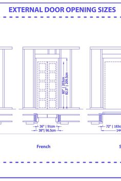 the external door opening sizes are shown with measurements for each side and front doors on both sides