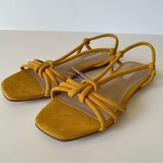 Mango Yellow Suede Strap Sandals Size 7.5 Eur 38 Knot Design Beautiful Color And Style New With Tags. A Little Damaged For Been Storage. See Pics For More Details. Thanks For Stopping By! Happy Poshing! 033080 Yellow Closed Toe Slingback Sandals For Summer, Yellow Closed Toe Slingback Sandals For Spring, Yellow Round Toe Slingback Sandals, Yellow Round Toe Slingback Sandals Casual, Casual Yellow Slingback Sandals With Round Toe, Yellow Open Toe Slingback Sandals For Spring, Yellow Round Toe Slingback Sandals For Beach, Gold Strappy Slingback Sandals For Summer, Casual Yellow Slingback Sandals