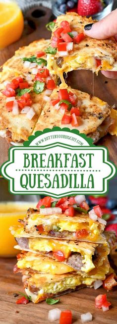 breakfast quesadilla stacked on top of each other