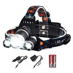 the headlamp is lit up and ready to be used as a light for camping