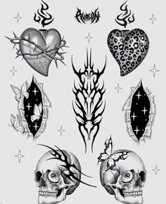 tattoos with skulls and hearts on them