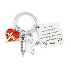 a keychain with a heart and a nurse's stethoscope attached to it