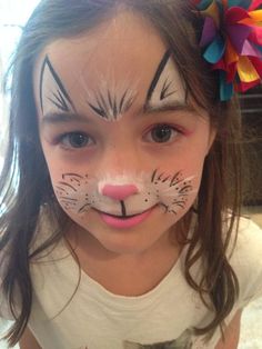 Cat Face Paint Easy, Cat Face Paint, Kitty Face Paint, Kids Face Paint, Simple Face, Face Painting Halloween