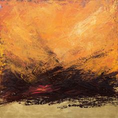 an abstract painting with yellow and brown colors