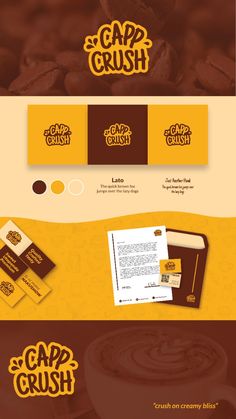 the logo and business card design for cap crush coffee roast, which has been designed by graphic