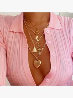 LW Trendy Gold Alloy Necklace Sale | LovelyWholesale Egyptian Necklace, Heart Leaf, Bijoux Art Nouveau, Cross Heart, Necklace Indian, Multi Layer Necklace, Chains Necklaces, Gold Necklace Layered, Leaf Pendant