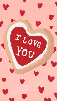 i love you heart on pink background with red hearts