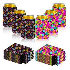 PRICES MAY VARY. Package includes: each set comes with 12 pieces of retro 80s 90s can sleeves in 2 memphis patterns, which will add more color to your 80s 90s party Good Performance: the neoprene bottle sleeve adopts neoprene material, insulated and reliable, heat and cold resistant, wear well and hard to break, convenient to put on and take off, can effectively prevent the transfer of external temperature and body temperature, you can enjoy cold beer or soft drinks with family and close friends 90s Retro Party, 90s Theme Party Decorations, Vintage Beer Can, Memphis Fashion, Pool Party Supplies, 80s Birthday Parties