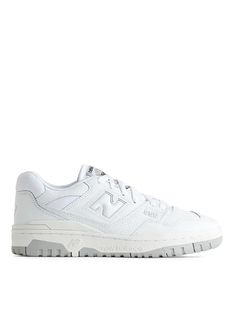 New Balance 550 Trainers - White - ARKET WW Gucci Jordans, New Balance 500, Mango Heels, H&m Heels, New Balance Trainers, Everything I Own, Timeless Shoes, Stitching Leather, Leather Mules