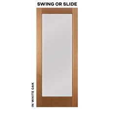 a wooden door with a mirror on the front and side paneling, showing how to measure