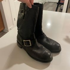 Jimmy Choo Black Leather Boots With Fur Lining In The Upper Portion. Combat Style With Silver Buckles. Sadly Slightly Too Small For Me But Overall Fit More Like A 7.5 (I Usually Wear An 8) Boots With Fur, Combat Style, Fur Boots, Jimmy Choo Shoes, Moto Boots, Black Leather Boots, Jimmy Choo, Leather Boots, Overalls