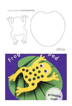 a frog on a leaf with the words frog pad cut out in front of it