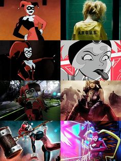 many different images of cartoon characters with their names in the middle one is harley, and the other has harley's name