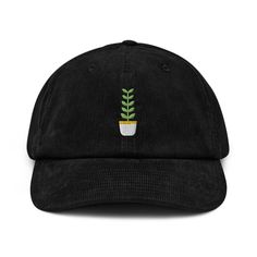 Bring nature closer with ArchiThread's Tall House Plant embroidered corduroy hat. Made with 100% luxury cotton corduroy, it ensures both style and comfort. The cotton twill sweatband guarantees all-day ease, while the adjustable buckle tailors the perfect fit. Sustainable and made-to-order, it's a conscious choice that often arrives ahead of schedule. Celebrate nature's simplicity in style with ArchiThread. This product is made especially for you as soon as you place an order, which is why it takes us a bit longer to deliver it to you. Making products on demand instead of in bulk helps reduce overproduction, so thank you for making thoughtful purchasing decisions! Casual Corduroy Baseball Cap With Curved Bill, Casual Corduroy Hat With Curved Bill, Casual Black Corduroy Hat, Everyday Corduroy Cap, Casual Corduroy Hat With Embroidered Logo, Casual Corduroy Hat With Flat Bill, Casual Corduroy Baseball Cap With Flat Brim, Casual Corduroy Flat Bill Hat, Casual Corduroy Dad Hat With Curved Brim