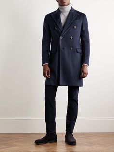 Boglioli works exclusively with fabrics that will stand the test of time, ensuring investment pieces like this coat become family heirlooms, when properly cared for, of course. Crafted in Italy from soft cashmere-felt, it's only lined through the sleeves for a more unstructured fit and fastens with smart horn buttons along the double-breasted front. Felt Coat, Loungewear Shorts, Short Suit, Lightweight Jacket, Horn