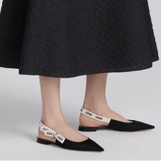 Dior J'adior Slingback Flat Black Technical Fabric Size 37 Slingback Ballerina Signs Of Wear Comes With Dustbag Authentic Purchased In 2019 Dior Flats, Slingback Flats, Dior Shoes, Black Flats, Flat Shoes Women, Loafer Flats, Dust Bag, Dior, Loafers