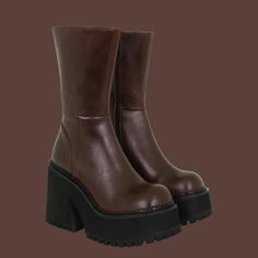 Boots Shoes Women, Goth Platforms, Fall Winter Shoes, Boots Female, Basic Boots, Y2k Casual, Black Punks, Boots Women Fashion, Black Boots Women