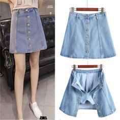 Lasaky - High-Waisted Denim A-Line Skirt - Fashionable Half-Length Skirt with Anti-Slip Design Umbrella Skirt, Mode Jeans, Printed Maxi Skirts, Light Blue Color, Printed Maxi, Types Of Skirts, High Waisted Denim, Printed Skirts, Preppy Style