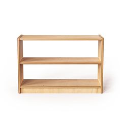 a wooden shelf with two shelves on each side and one shelf below the shelf, against a white background