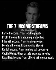 a man in a suit and tie with the words'the 7 income streams '