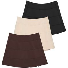 Introducing the ultimate wardrobe essential for the modern woman - the Real Essentials 3-pack of Women's Tiered Skorts! Elevate your style and embrace fashion-forward versatility with our innovative design that combines the elegance of a skirt with the practicality of shorts. Why settle for one when you can have three? Our multi-pack not only offers unbeatable value for your money but also provides you with multiple options to suit any occasion or mood. Mix and match effortlessly to create endle Versatile Tennis Skirt With Built-in Shorts, Versatile Solid Color Mini Skirt, Versatile Skirt With Built-in Shorts, Golf Skirt, Tennis Skirts, Tennis Skort, Golf Skirts, Athletic Running, Skorts