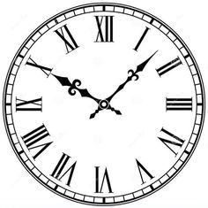 a black and white clock face with roman numerals