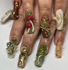 Rock Nails, Hippie Nails, Claw Nails, Polygel Nails, Really Cute Nails, Unique Acrylic Nails, Short Acrylic Nails Designs, Fire Nails