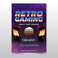 the retro gaming flyer is shown