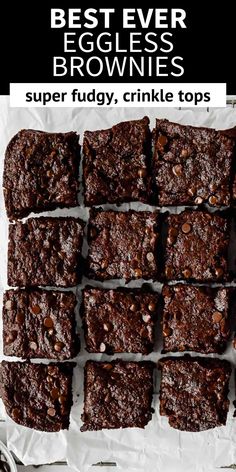 the best ever eggless brownies super fudgey, crinkle tops