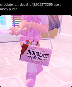 an animated woman holding a chocolate sign in her hand