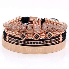 PRICES MAY VARY. ★High quality Fashion and Luxury Gold Crowns bracelet for Men or Women. ★The crowns symbolises one set apart from all the rest. ★ A symbol of and responsibility, it is a timeless symbol. ★5mm Gold Beads + 8mm CZ Zirconia Beads ★magnificent Gold Crown+ Hand knitted rope Braided Imperial Crown King Bracelet Luxury Charm Roman Numeral Bracelet Pave CZ Zircon Bracelet Bangle For Men Women Jewelry Feature: High quality Fashion and Luxury Gold Crowns bracelet for Men or Women. The cro Crown Bracelet, Red Wind, Imperial Crown, Bracelet Viking, Gold Bead Bracelets, Gold Crown, Crown Royal, Gold Set, Cz Stone