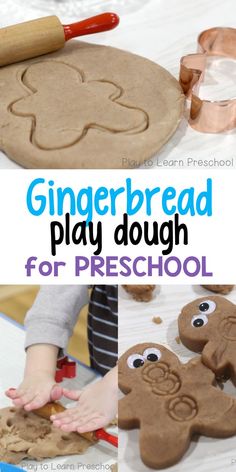 gingerbread play dough for preschoolers to make with the help of an adult and child