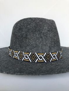 Artisan Beaded Fedora Hat, Artisan Hats With Beaded Short Brim, Artisan Beaded Flat Brim Hat, Adjustable Beaded Fedora With Curved Brim, Bead Hat Bands, The Great Gatsby Art, Bead Hat, Great Gatsby Art, Beaded Hat Bands