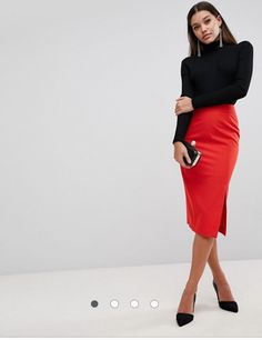 Red Pencil Skirt Outfit, Work Outfits Frauen, Pencil Skirt Casual, Red Pencil Skirt, Pencil Skirt Outfits, Red Pencil, Rock Outfit