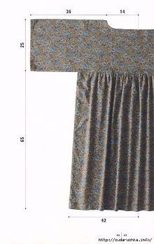 an image of a sewing pattern with measurements for the top and bottom half of a dress