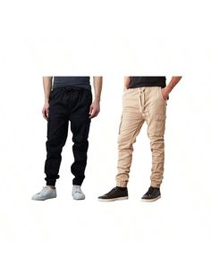 2-Pack Cotton Flex Stretch Cargo Jogger Pants
Modern-Fit Design - For A Generous Loose Fit, Buy One Size Up 
Stretch for Extra Comfort & Versatility 
Outer Adjustable Drawstring For Desired Comfort 
Elasticized Ribbed Waistband & Elasticized Ribbed Cuffs 
2-Side Pockets; 2-Cargo Pockets, 2-Back Pockets 
Imported - Made In China 
Materials: 96% Cotton, 4% Spandex 
Care Instructions: Machine Wash Cold2-Pack Men's Cotton Flex Stretch Cargo Jogger Pants Black & Khaki Casual,Street    Plain Jogger High Stretch  Men Clothing, size features are:Bust: ,Length: ,Sleeve Length: Casual Sweatpants, Outdoor Running, Cargo Joggers, Black Khakis, Men's Sweatpants, Men Clothing, Pants Black, Fashion Flats, Modern Fit