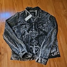 New Denim Jacket. Does Not Fit. Fitted Casual Outerwear From Urban Outfitters, Fitted Casual Outerwear By Urban Outfitters, Urban Outfitters Jacket, Shirt Jacket, Mens Jackets, Urban Outfitters, Denim Jacket, Black And Grey, Coats Jackets