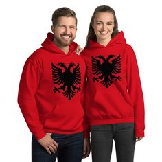 Albanian Flag Day Hoodie Albanian Flag Unisex Hoodie - Red and Black tshirt | eBay Red Fan Apparel Hoodie, Red Crew Neck Hoodie Fan Apparel, Red Crew Neck Fan Apparel Hoodie, Red Winter Hoodie For Fan Apparel, Red Fan Apparel Hoodie Sweatshirt, Ismail Qemali, Albanian History, Albanian Eagle, Albanian Clothing