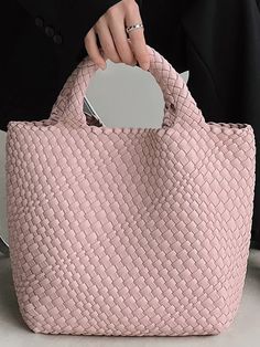 Elegant Solid Color Woven Tote Handbags – The Epitome of Style and Versatility Square Bucket Bag With Braided Handles For Errands, Pink Bucket Bag With Braided Handles And Top Handle, Pink Shoulder Bucket Bag With Braided Handles, Pink Tote Hobo Bag With Top Carry Handle, Pink Hobo Bag With Top Carry Handle, Square Bags With Braided Handles For Errands, Pink Shoulder Bag With Braided Handles For Daily Use, Square Satchel With Braided Handles For Errands, Pink Rectangular Hobo Bag With Braided Handles