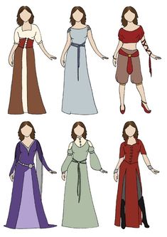 four different types of women in dresses