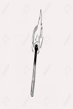 a black and white drawing of a matchstick